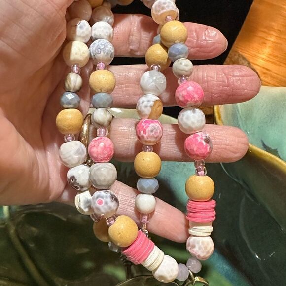 Genuine Multi Gemstone Handcrafted Necklace + Handcrafted Earrings - Picture 3 of 5